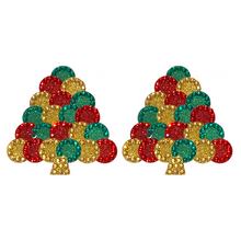 Load image into Gallery viewer, ROCKAFELLA Christmas Tree Glitter &amp; Gem Nipple Pasty, Nipple Cover (2pcs) for Lingerie Festivals Carnival Burlesque Rave
