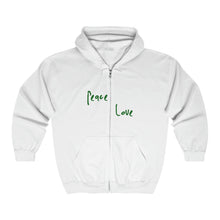 Load image into Gallery viewer, “Peace &amp; Love” Full Zip Hooded Sweatshirt, by Jasmine

