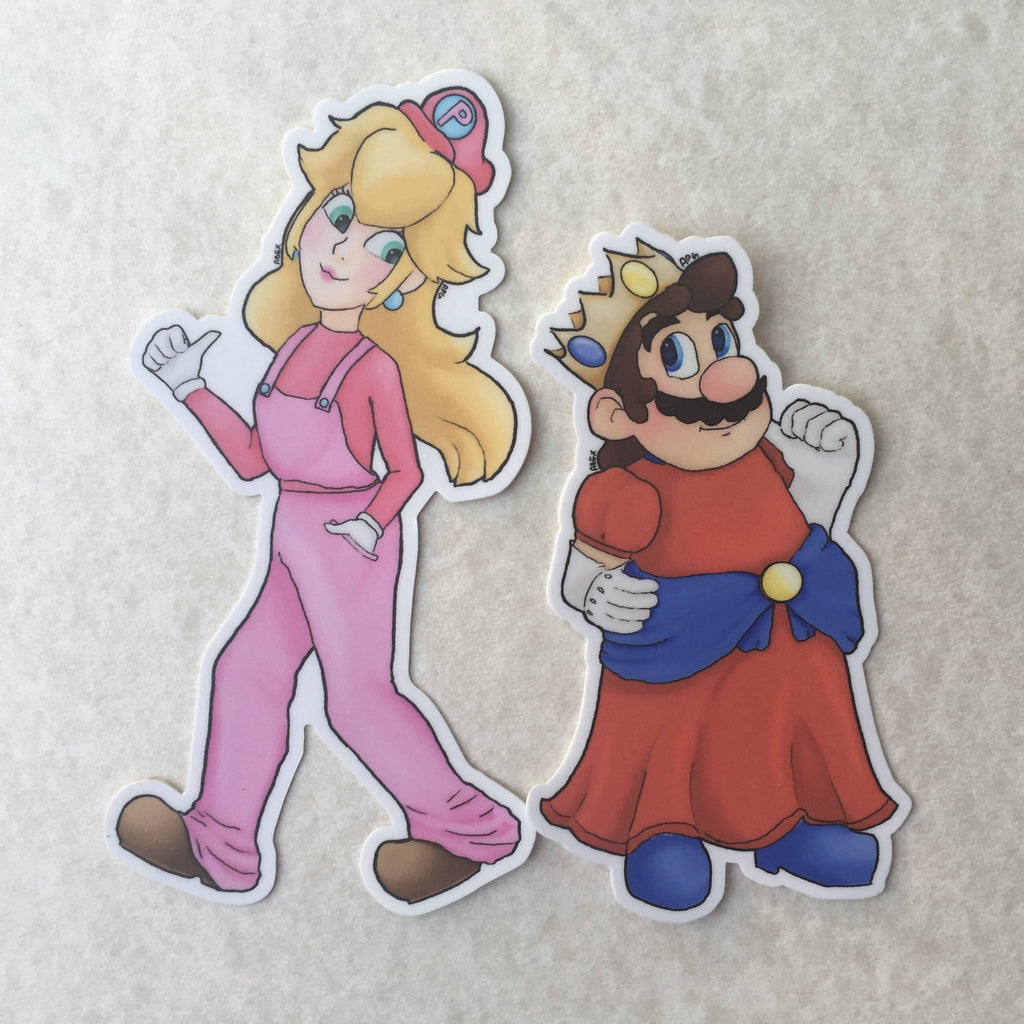 Princess Peach & Mario Outfit Swap Stickers