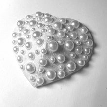 Load image into Gallery viewer, MARLO MANNERS Scattered Pearl Heart Nipple Pasty, Covers (2pcs) for Burlesque Lingerie Raves and Festivals
