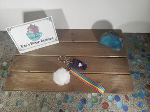 Rainbow Wrist Strap Coffee Lover Purple Resin Keychain