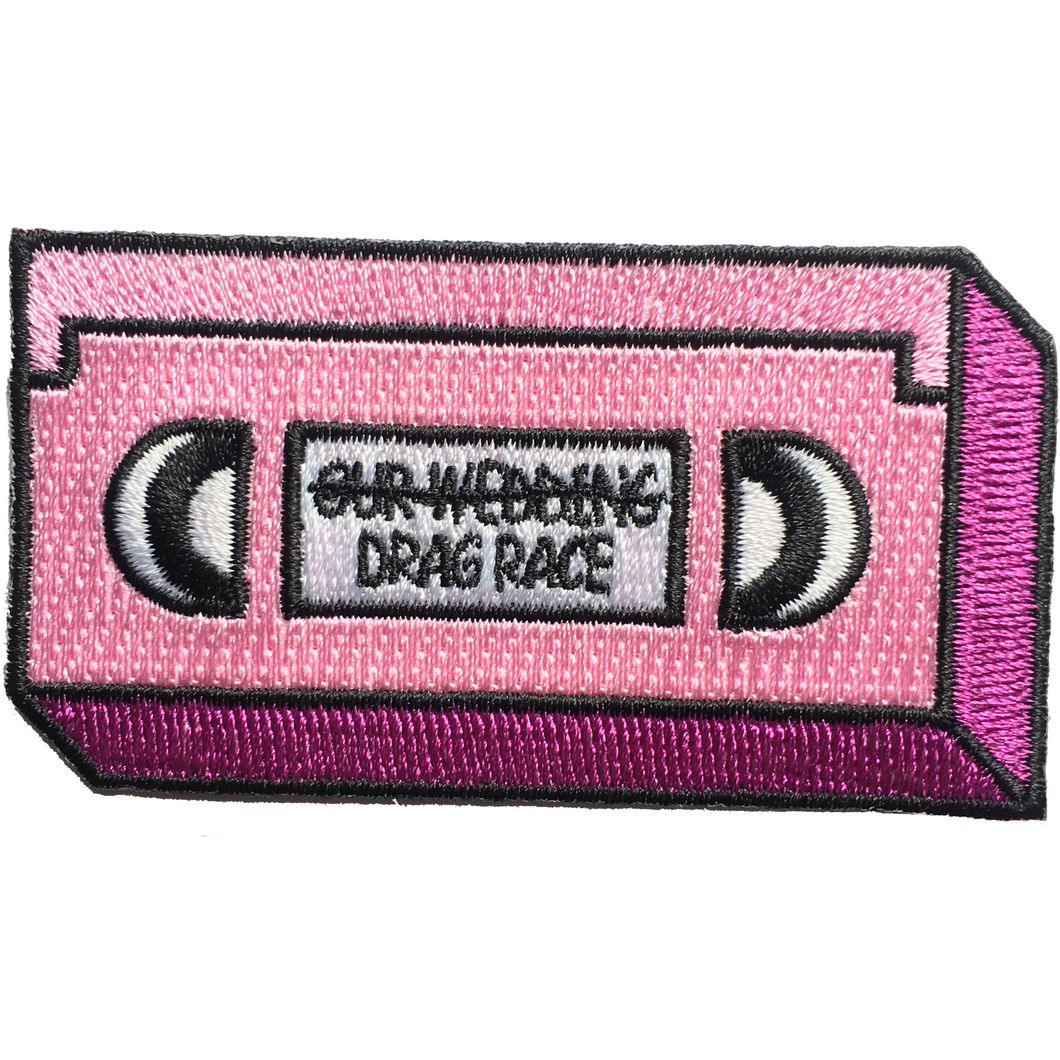 Drag Race VHS tape iron-on patch