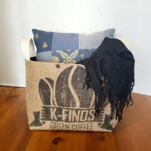 Load image into Gallery viewer, extra large upcycled burlap coffee sack basket

