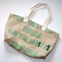 Load image into Gallery viewer, upcycled tote bag - Cafe Imports 2 BACK
