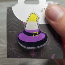 Load image into Gallery viewer, Pride Witch Hat Acrylic Pin
