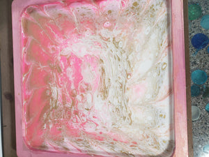Glow In The Dark Pink and Gold Flow Acrylic Tray