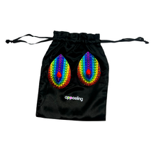 Load image into Gallery viewer, Gloria  Glitter &amp; Crystal Rainbow Pride Nipple Pasties, Covers for Burlesque Raves Lingerie and Pride
