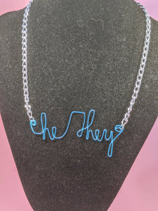 He/They Talisman Necklace - Blue