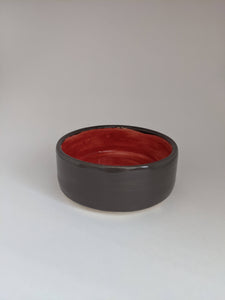 Grey and red shallow Ceramic Dish