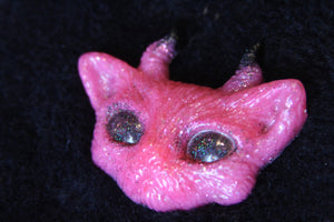 Hot Pink Demon Kitty Hairclip-Made To Order Kawaii Resin Jewelry