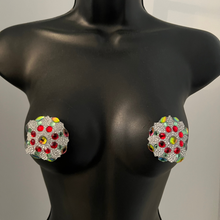 Load image into Gallery viewer, POP ROCKS Multicolour Gem Nipple Pasty, Cover for Lingerie Festivals Carnival Burlesque Rave – SALE
