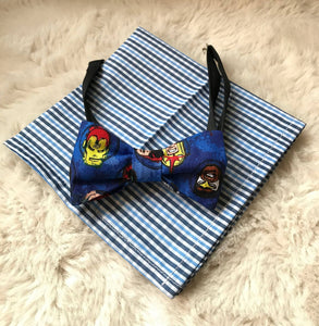 Vintage Marvel Bow Tie with Plaid Pocket Square