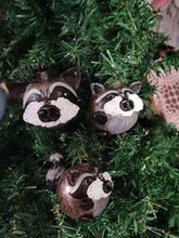 Load image into Gallery viewer, Racoon Handpainted Sculpted Christmas/Holiday Ornament
