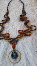 Load image into Gallery viewer, Macrame necklace yellow blue multicolour
