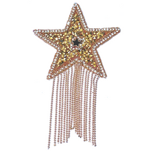 Load image into Gallery viewer, ZIGGY Gold Star Nipple Pasty, with gold beaded tassel Nipple Cover for Lingerie Festivals Carnival Burlesque Rave
