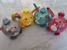 Load image into Gallery viewer, Cute handpainted Easter Bunny Glitter Ornament
