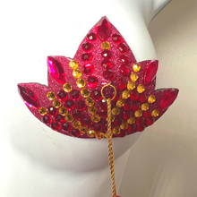 Load image into Gallery viewer, THE PINK LOTUS Pink Lotus Flower Nipple Pasty, Nipple Cover (2pcs) with Pink and Gold Beaded Tassels for Lingerie Carnival Burlesque Rave
