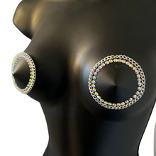 Load image into Gallery viewer, HEAVY METAL Black Vegan &amp; Silver Chain , Reusable Nipple Pasties, Pasty (2pcs)
