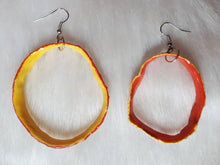 Load image into Gallery viewer, Avocado skin earrings painted yellow/coral pink/natural
