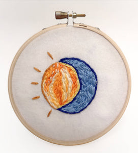 Hand Embroidery Sun and the Moon