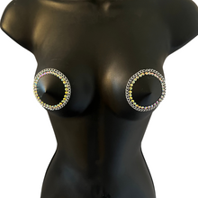 Load image into Gallery viewer, HEAVY METAL Black Vegan &amp; Silver Chain , Reusable Nipple Pasties, Pasty (2pcs)
