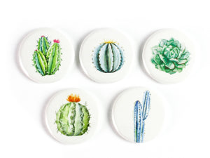 Watercolor Cacti Strong Ceramic Magnets or Pinback Buttons