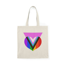 Load image into Gallery viewer, Pink Progress Pride Heart Natural Tote Bag
