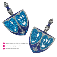 Load image into Gallery viewer, SPIN ME Blue and Silver Glitter Dreidel Intricate Nipple Pasties, Covers (2pcs)
