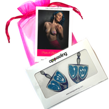 Load image into Gallery viewer, SPIN ME Blue and Silver Glitter Dreidel Intricate Nipple Pasties, Covers (2pcs)
