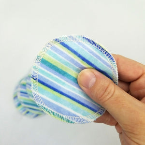 reusable facial round in hand - stripe