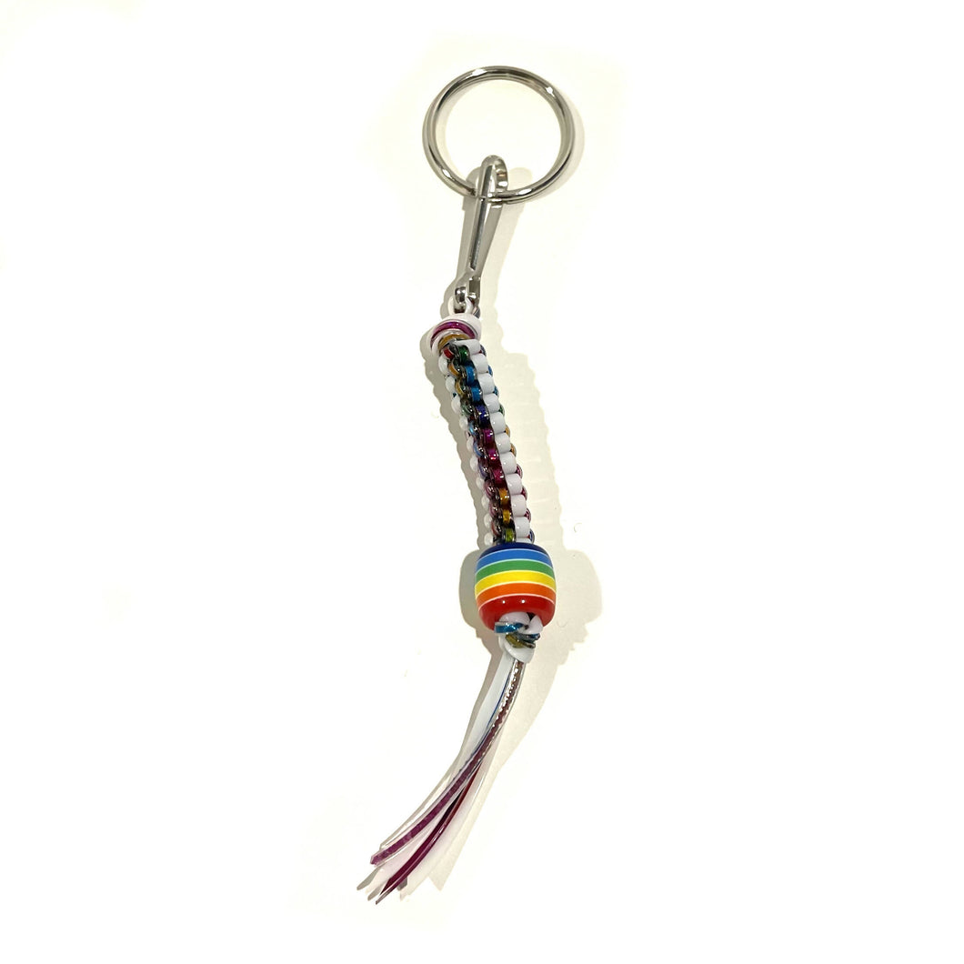White and Rainbow Keychain