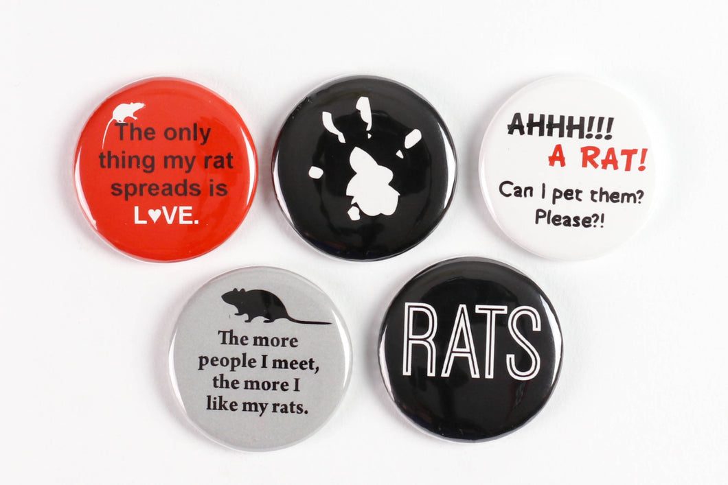 Rats Spread Love Pinback Buttons or Strong Ceramic Magnets
