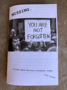 MISSING.-A zine about missing indigenous women from Canada