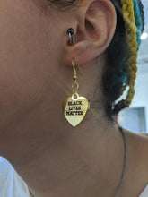 Load image into Gallery viewer, BLM - Gold Black Lives Matter drop earrings
