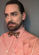Load image into Gallery viewer, Harvest Paisley Bow Tie with Orange Gingham Pocket Square
