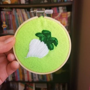 Animal crossing nintendo turnip nook leaf DIY card embroidery art hoop