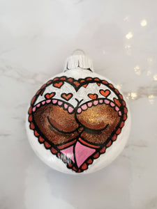 Whimsical Glitter Booty Heart Ornament