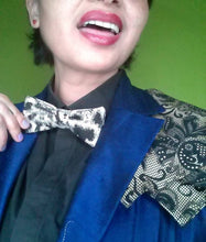 Load image into Gallery viewer, Black and Gold Animal Print Bow Tie with Lace Print Pocket Square
