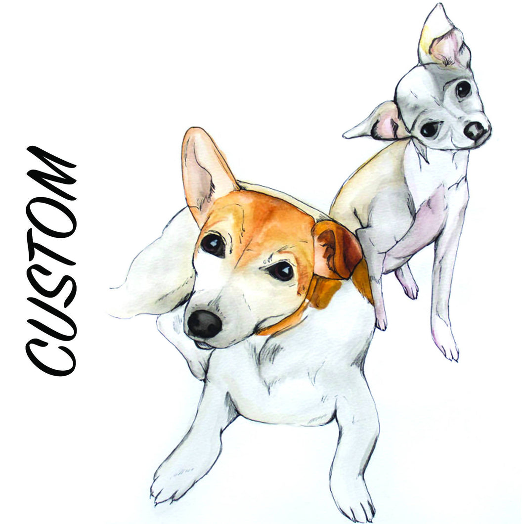 custom pet portrait - 8x10 watercolour painting of two animals