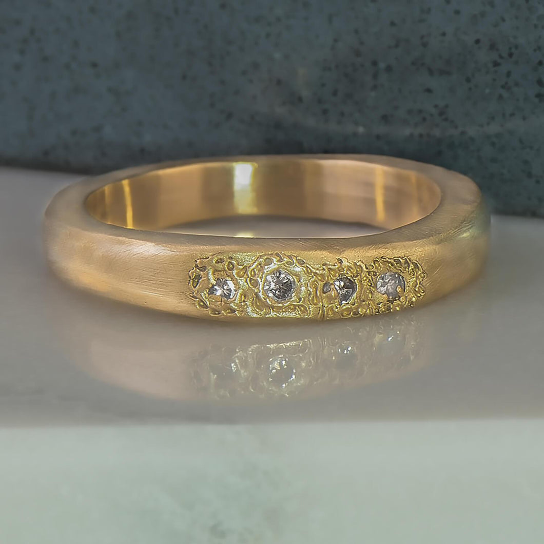 Diamond Signet Ring in Yellow Gold
