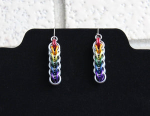 Rainbow Pride Persian Weave Chainmaille Earrings