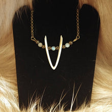 Load image into Gallery viewer, Chameleon Jaw and Labradorite Necklace (Canada Only) - *REAL BONE*
