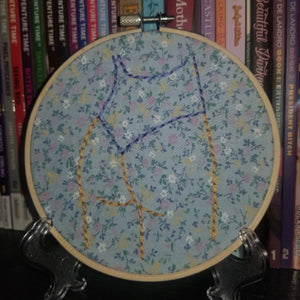 Hand Embroidered Ditsy Floral Butt Art Hoop