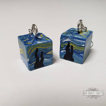 Load image into Gallery viewer, Starry Night Inspired Cube Earrings
