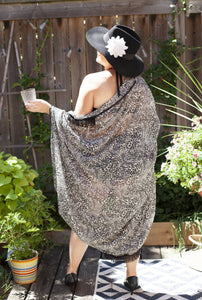 Black and White Leopard Chiffon Cocoon Robe