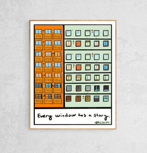 Urban City -  Art Print Giclée - Every Window Has A Story
