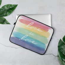 Load image into Gallery viewer, Love is Love Laptop Case, LGBTQ Gift, Rainbow Lover Gift, Gay Pride Merch, Rainbow Laptop Case, 13 inch laptop case, 15 inch laptop case
