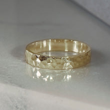 Load image into Gallery viewer, Hammer Finished Band Ring in Yellow Gold
