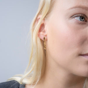 Hammer Finished Drop Earrings in Yellow Gold