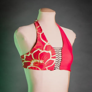 Need a Lift? Halter Crop Top Flirt with Me Floral - Red